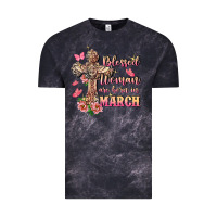 Cloud Black Blessed women are born in March Vintage Tee - FaDigitalArtStudio