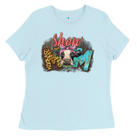 Baby Blue Show mom cow Ladies Tee - CowGirlArtShop