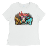 White Show mom cow Ladies Tee - CowGirlArtShop
