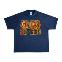 Navy Give Thanks Thanksgiving Urban Heavy Tee - FaDigitalArtStudio