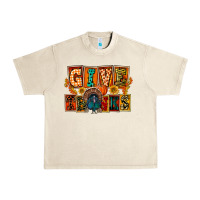 Sandshell Give Thanks Thanksgiving Urban Heavy Tee - FaDigitalArtStudio