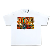 White Give Thanks Thanksgiving Urban Heavy Tee - FaDigitalArtStudio