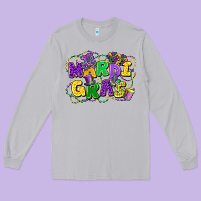 Mardi Gras Long Sleeve Tee Designed By Fadigitalartstudio