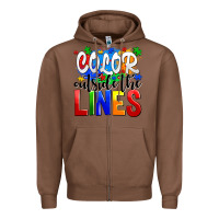 Chestnut color outside the lines Zipper Hoodie - AdoDesignShop