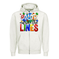 Oatmeal Heather color outside the lines Zipper Hoodie - AdoDesignShop