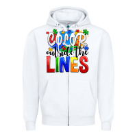 White color outside the lines Zipper Hoodie - AdoDesignShop