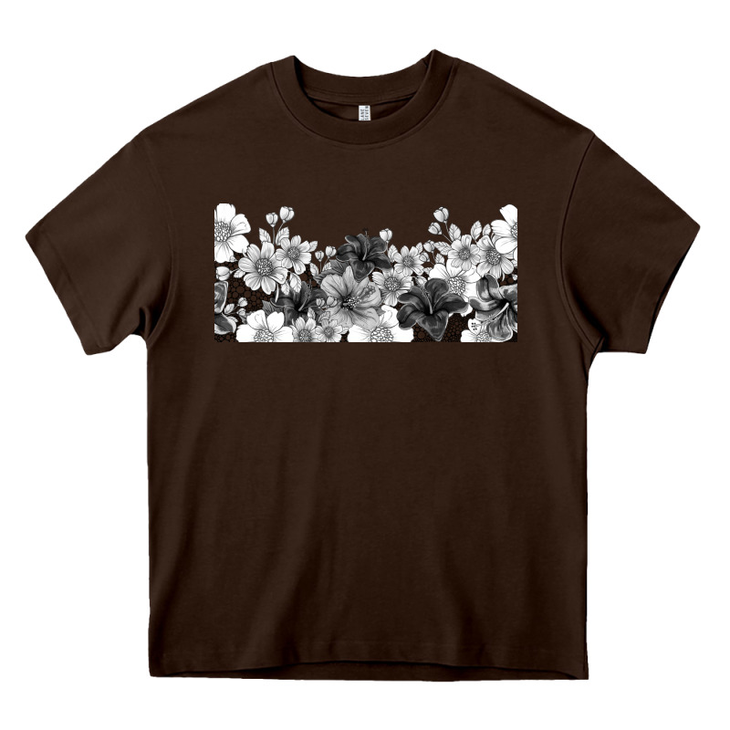 Black And White Floral Heavy Core Tee by TumblerDesignByShophia | Teevron