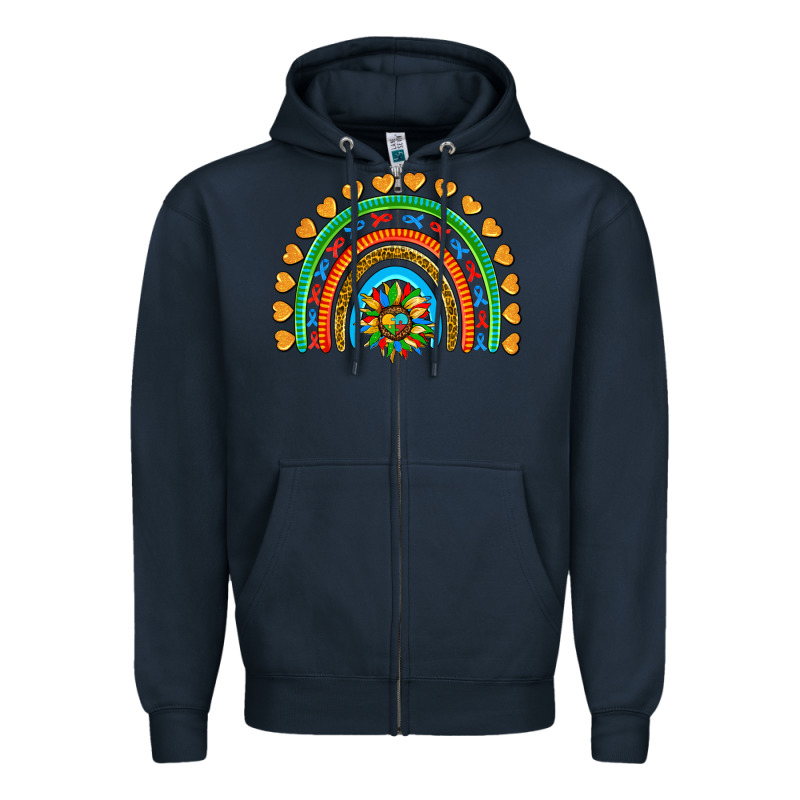 Autism Heart Ribbon Rainbow Zipper Hoodie by AdoDesignShop | Teevron