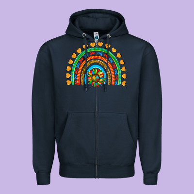 Autism Heart Ribbon Rainbow Zipper Hoodie Designed By Adodesignshop