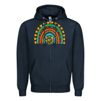 Navy autism heart ribbon rainbow Zipper Hoodie - AdoDesignShop