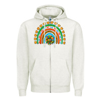 Oatmeal Heather autism heart ribbon rainbow Zipper Hoodie - AdoDesignShop
