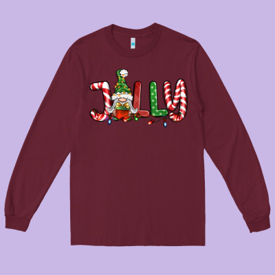 Jolly Gnome Long Sleeve Tee Designed By Bundleandbundleshop