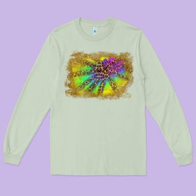 Colorful Glitter Leopard Background Long Sleeve Tee Designed By Ranaportraitstore
