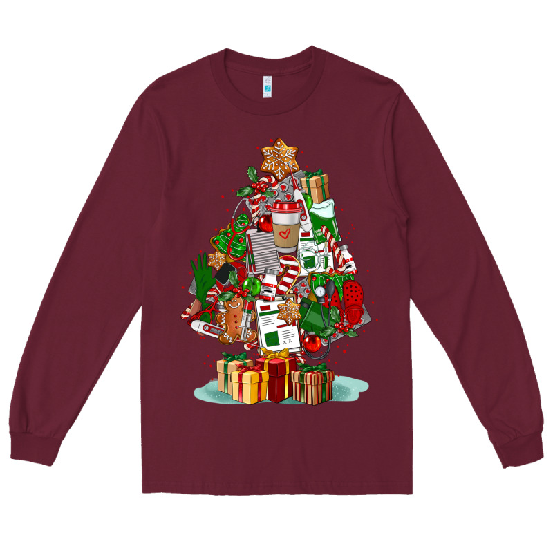 Nurse Christmas Tree Long Sleeve Tee by FaDigitalArtStudio | Teevron