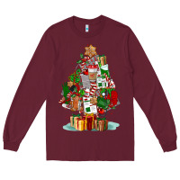 Burgundy nurse christmas tree Long Sleeve Tee - FaDigitalArtStudio