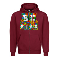 Burgundy bee kind autism Zipper Hoodie - AdoDesignShop