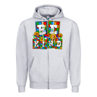 Heather Grey bee kind autism Zipper Hoodie - AdoDesignShop