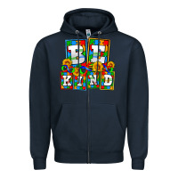 Navy bee kind autism Zipper Hoodie - AdoDesignShop