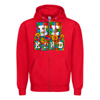 Red bee kind autism Zipper Hoodie - AdoDesignShop
