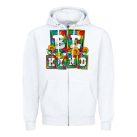 White bee kind autism Zipper Hoodie - AdoDesignShop