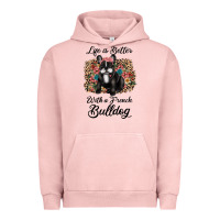 Pigment Salmon life is better with a french bulldog Urban Hoodie - JahusDesignShop