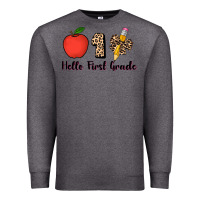 Charcoal Heather hello first grade leopard 3200x2400 Premium Sweatshirt - AdoDesignShop