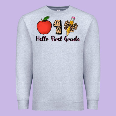 Hello First Grade Leopard 3200x2400 Premium Sweatshirt Designed By Adodesignshop