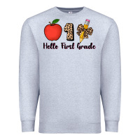 Heather Grey hello first grade leopard 3200x2400 Premium Sweatshirt - AdoDesignShop