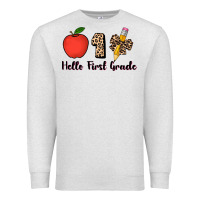 Oatmeal Heather hello first grade leopard 3200x2400 Premium Sweatshirt - AdoDesignShop