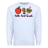 White hello first grade leopard 3200x2400 Premium Sweatshirt - AdoDesignShop