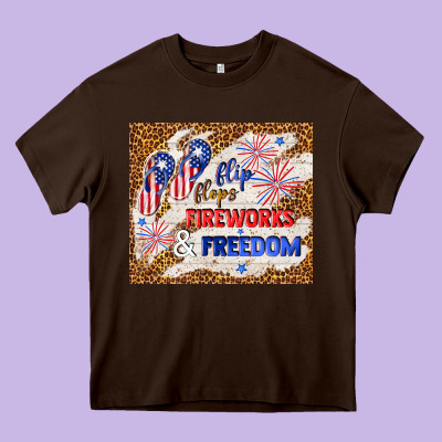 Flip Flops Fireworks & Freedom 4th Of July Heavy Core Tee Designed By Tumblerdesignbyshophia