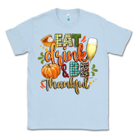 Dusty Blue eat drink and be thankful Classic Tee - CowGirlArtShop