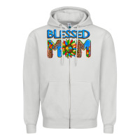 Dove Grey blessed mom autism Zipper Hoodie - AdoDesignShop