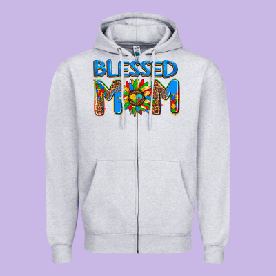 Blessed Mom Autism Zipper Hoodie Designed By Adodesignshop