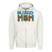Oatmeal Heather blessed mom autism Zipper Hoodie - AdoDesignShop
