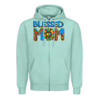 Seafoam blessed mom autism Zipper Hoodie - AdoDesignShop
