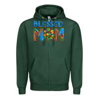 Sports Green blessed mom autism Zipper Hoodie - AdoDesignShop