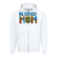 White blessed mom autism Zipper Hoodie - AdoDesignShop