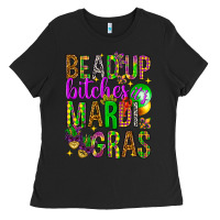 Black Bead up bitches it's Mardi Gras Ladies Tee - HowdyJamesFarm