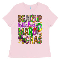 Bubblegum Pink Bead up bitches it's Mardi Gras Ladies Tee - HowdyJamesFarm
