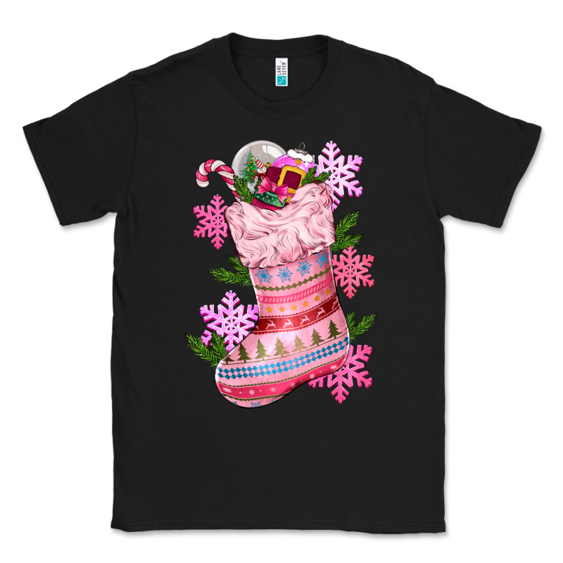 Pink Christmas Socks Classic Tee by CowGirlArtShop | Teevron