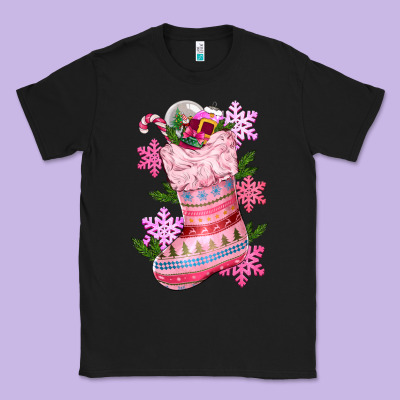 Pink Christmas Socks Classic Tee Designed By Cowgirlartshop