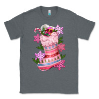Charcoal Heather pink christmas socks Classic Tee - CowGirlArtShop