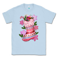 Dusty Blue pink christmas socks Classic Tee - CowGirlArtShop