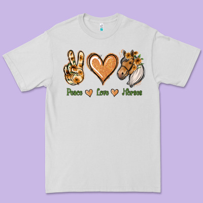 Peace Love Horses Premium Tee Designed By Jasminsmagicworld