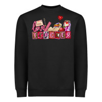Black valentines day teacher Heavyweight Sweatshirt - AdoDesignShop