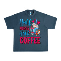 Midnight Navy Half Nurse Half Coffee Urban Heavy Tee - FaDigitalArtStudio