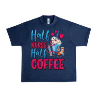 Navy Half Nurse Half Coffee Urban Heavy Tee - FaDigitalArtStudio