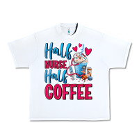 White Half Nurse Half Coffee Urban Heavy Tee - FaDigitalArtStudio