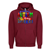 Burgundy autism is my superpower Zipper Hoodie - AdoDesignShop
